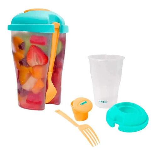 Vianda Vaso Ensaladas Keep 730ml + Tenedor Y Condiméntero