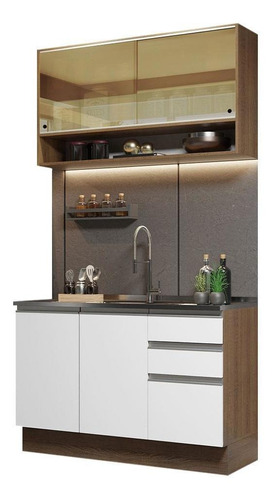 Cozinha Compacta Madesa Glamy 120002 C Armá Balo S Tampo Rb Cor Rustic/Branco