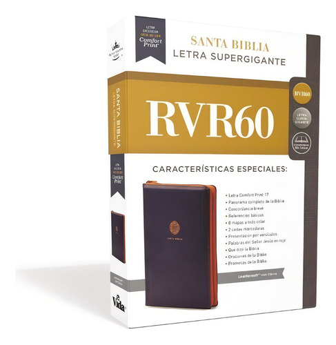 Rvr60 Biblia Letra Supergigante Leathersoft Cierre Azul