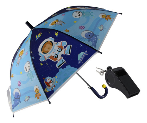 Paraguas Infantil Con Silbato, Goma Eva Estampados Color Azul Oscuro