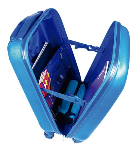 Imagem 4 de 4 de Malinha Escolar Mala Bordo 4 Rodinha 360° Turquesa Sestini