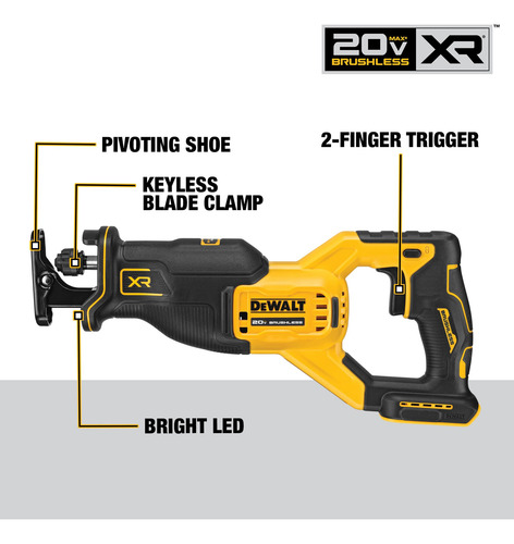 Sierra Recíproca Dewalt Max Xr Inalámbrica Dcs382b De 20 V