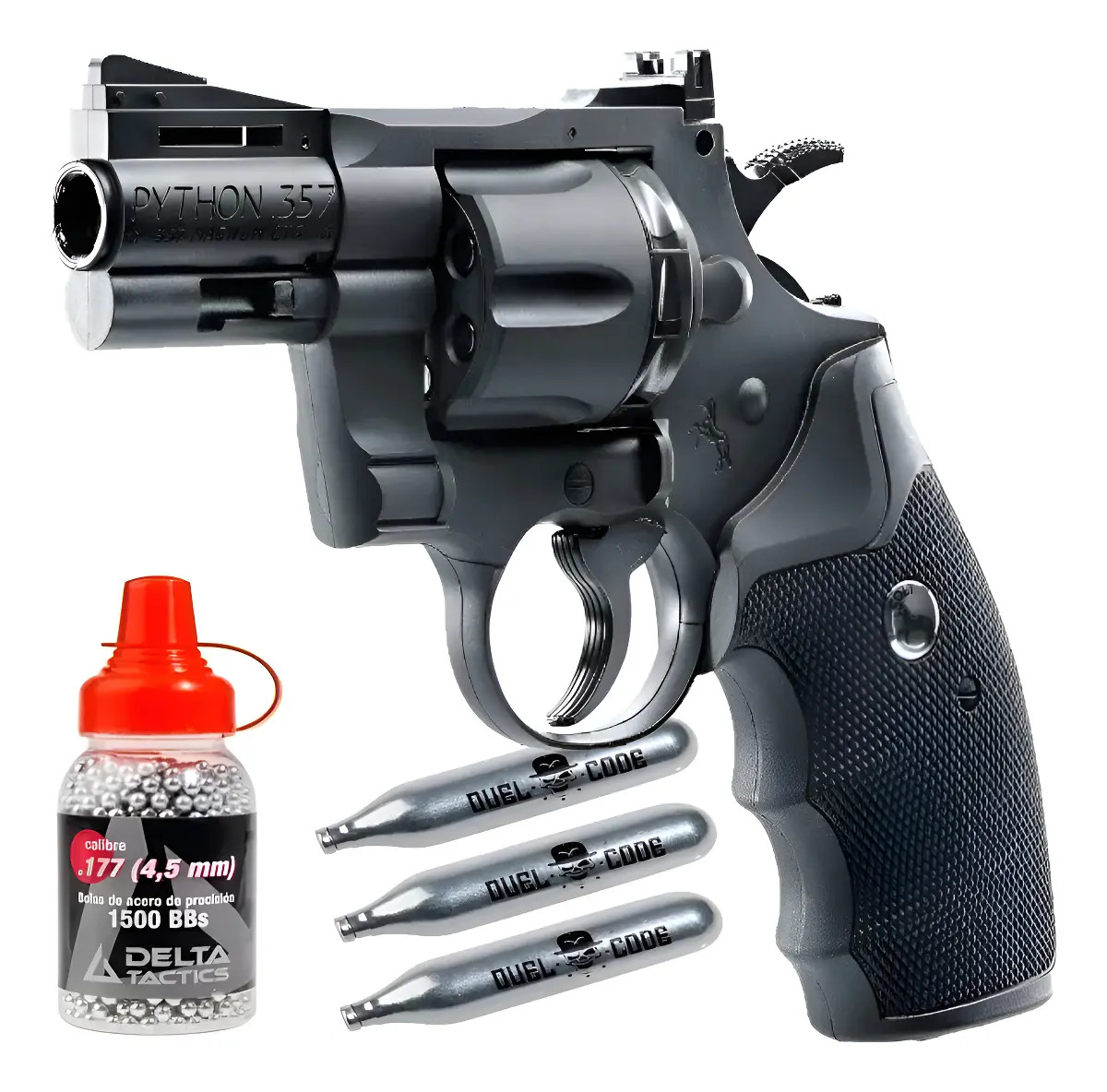 Pistola Revolver Co2 Umarex Colt Python 357 Magnum + Kit Calibre 4.5 Mm Color Negro