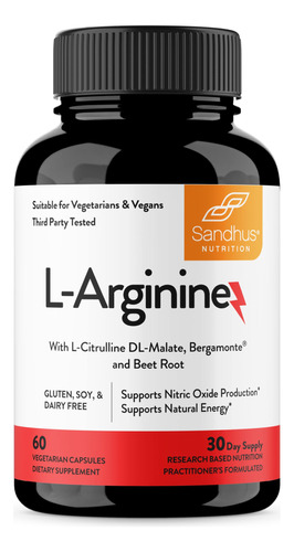 Sandhu's L-arginina Con L-citrulina Bergamonte Y Raiz De Rem