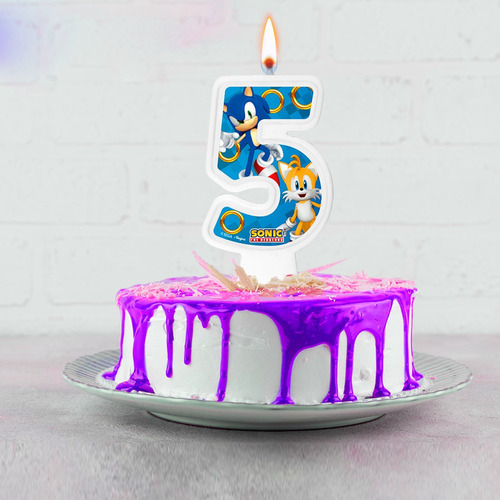 Vela Número 5 Decoração Festa Sonic Aniversário