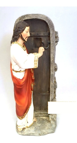 Escultura Imagem Jesus Batendo Porta Resina 12cm 