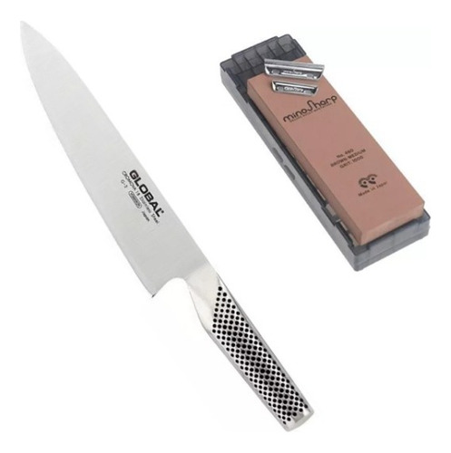 Set Cuchillo Global G2 Acero Inox + Piedra De Afilar Global 