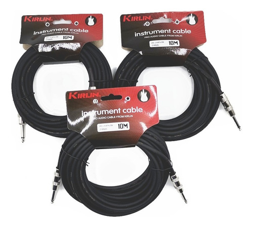 Paq. De 3 Cables Kirlin Instrumento Ipc-241pn 10mts. Negro