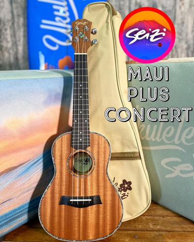 Ukulele Seizi Maui Plus Concert Elétrico Sapele Com Bag