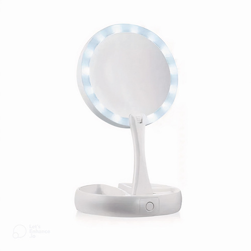 Espejo Con Luz Led Para Maquillaje Plegable + Aumento X10