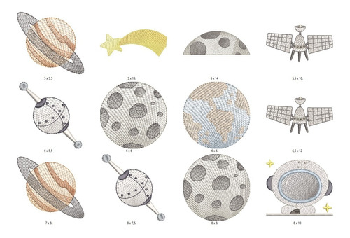 71 Matrices P/ Maquinas De Bordar Astronautas / Planetas
