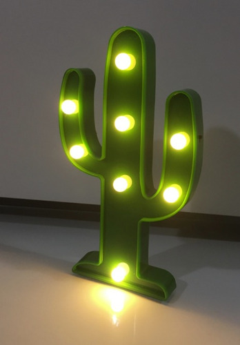 Luminária Cactus - Luz Noturna -  Mesa E Parede Pilha Aa
