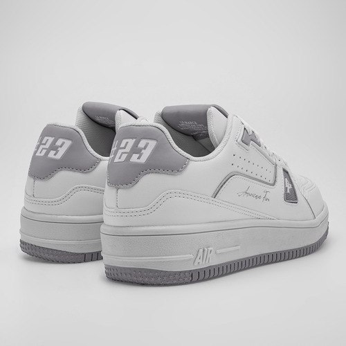 Tenis Junior American Fire 7123 Blanco Gris 120-303