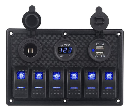 Panel De Interruptor Basculante Impermeable Con Luz Azul