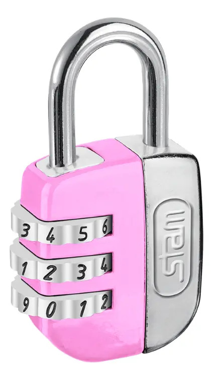 Cadeado Stam Life Colors com segredo numérico 25mm rosa