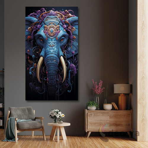 Cuadro Canvas Elefante Colores Elegante Sala Anima76 130x70