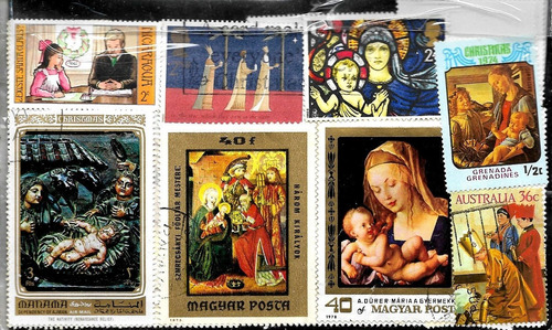 50 Estampillas Diferentes Tema Navidad Christmas Mundiales