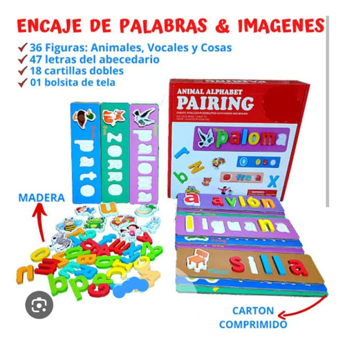 Juego Educativo Formando Palabras Encaje Para Niños Pairin