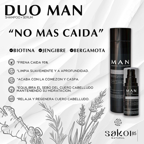 Shampoo Alopecia Androgenetica Para Hombre Y Serum Set 2pz