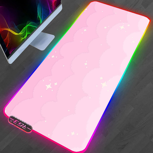Alfombrilla Mouse Para Juego Pixel Art Pink Cloud Pad Rgb Pc