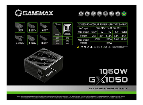 Gamemax Gx1050prbks8810br Fonte 1050w 80 Plus Platinum Modul