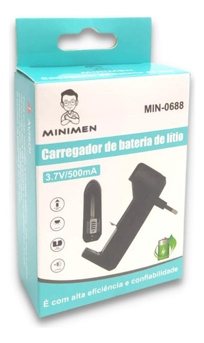 Cargador de batería para linterna táctica Min-0688 3.7v 500mah