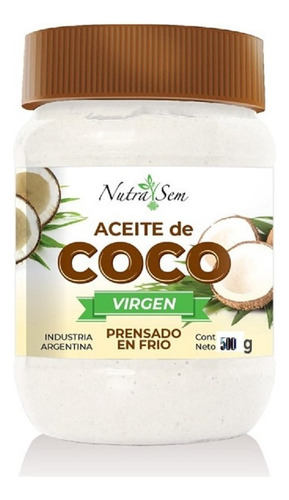 Aceite De Coco Virgen Nutrasem 500g Prensado En Frio - Dw