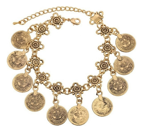 Conjunto De Moneda De Borla De Aleación Vintage, Pulsera Y C