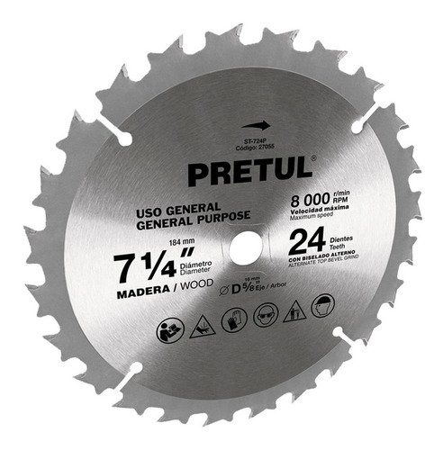 Sierra Circular P/madera, 24 Dientes, 5/8', Pretul 27055