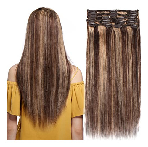 Mi-lady Doble Weft 100% Remy Humano Clip De Pelo En Qsqkc