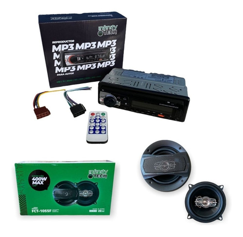 Combo Stereo Bluetooth Usb Mp3 Fm + Juego De Parlantes 