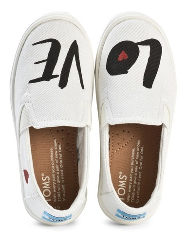 Zapatilla Niña Toms - White Denim Love