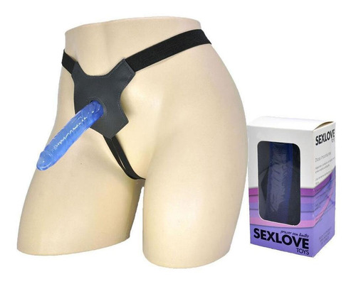 Coloque o cinto Sensual Sexshop Cinta peniana azul com arnês de náilon - cor azul