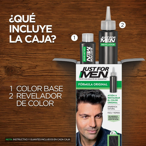 Tinte Para Caballero Just For Men Fórmula Original Negro 66ml