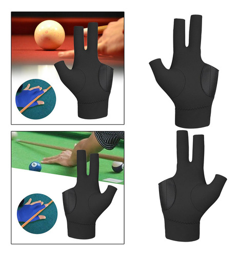 Guantes De Billar De, 2 Uds., Negro Derecha E Izquierda