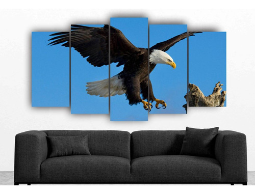 Cuadro Una Sola Imagen Aguila Natural  Panel De 5 Piezas