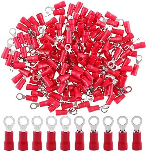 100un Terminal Anel Rv1.25-5 Vermelho Pré Isolado 0,5-1,5mm