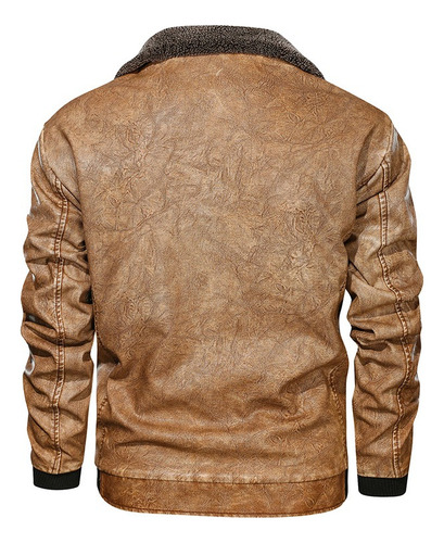 Chaqueta De Piel Sintética For Hombre Forro Polar Grueso