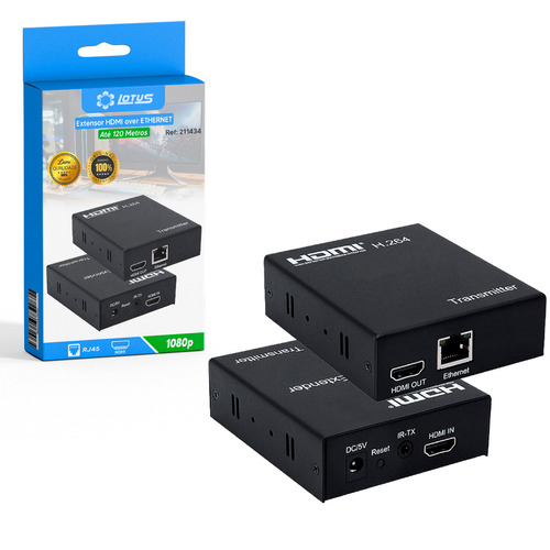 Extensor Hdmi 120 Metros Cat5/cat6e 1 Via Cabo Rede Rj45