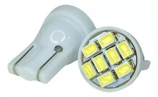 Par De Lâmpadas Pingão De 8 Leds 12v Branca T10 Automotiva