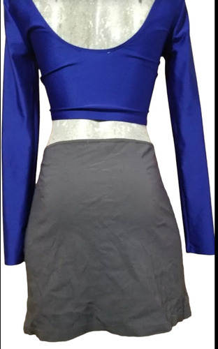Duo Falda Corta Zara Basic Gris + Blusa Express Con Encaje (Usado)