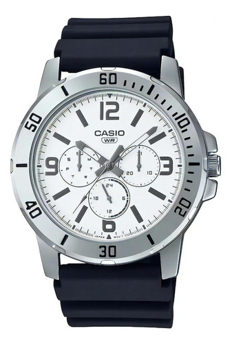 Reloj Casio Sports Mtp-vd300-7b Hombre Ts Color De La Correa Negro Color Del Bisel Plateado Color Del Fondo Blanco