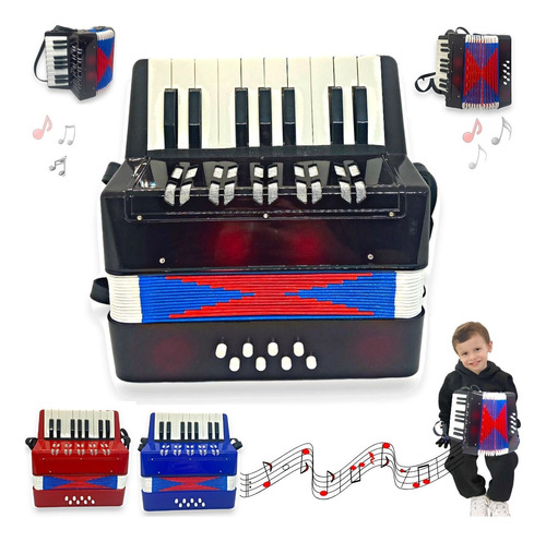 Sanfona Acordeon Infantil Semi Profissional 8 Baixos Grande