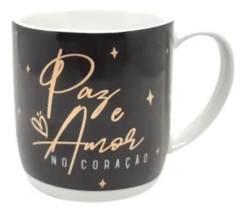 Caneca Porcelana Urban 300ml Fe E Gratidao Brasfoot