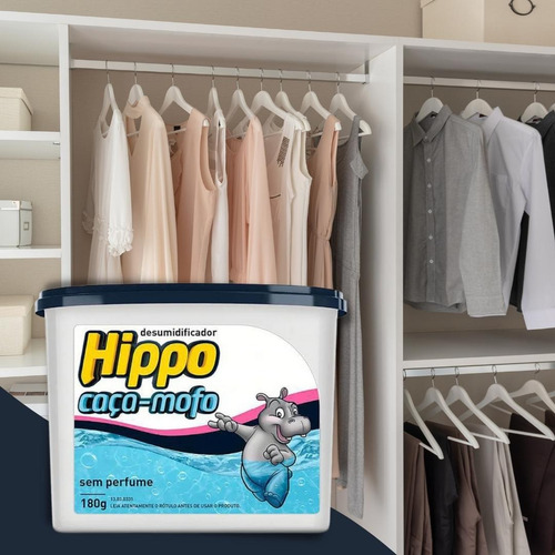 6 Unid. Antimofo Hippo 180g Sem Perfume Desumidificador
