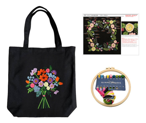 Kit De Bordado De Bolsa De Lona Con Flor De Gota De Rocío