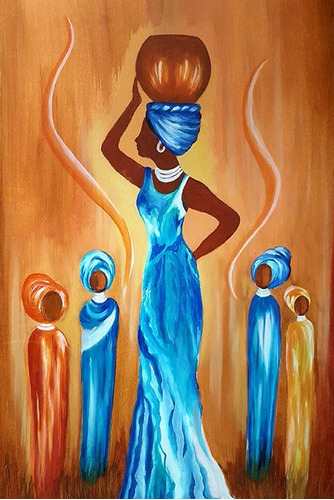 Lamina Fine Art Etnica Mujer De Azul 50x70 Myc