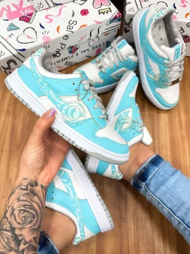 T nis Sal E Pimenta Estampado Branco azul celeste