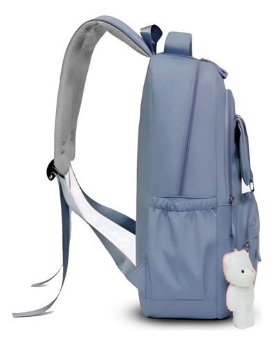 Mochila Feminina Escolar Costura Reforçada Antifurto Luxo Cor Azul