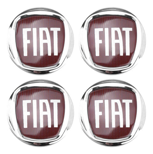 Juego Kit De 4 Tapas Centro Rin Emblema Fiat Rojo 60mm